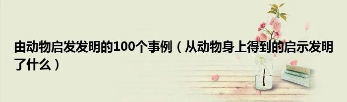 由动物启发发明的100个事例（从动物身上得到的启示发明了什么）