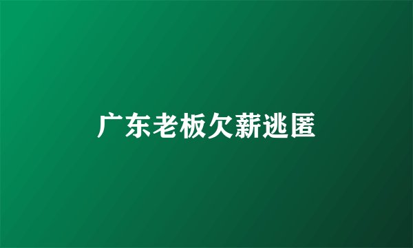 广东老板欠薪逃匿