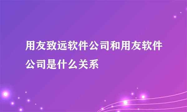 用友致远软件公司和用友软件公司是什么关系
