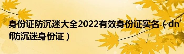 身份证防沉迷大全2022有效身份证实名（dnf防沉迷身份证）