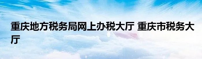 重庆地方税务局网上办税大厅 重庆市税务大厅
