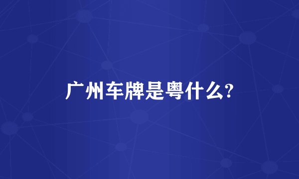 广州车牌是粤什么?