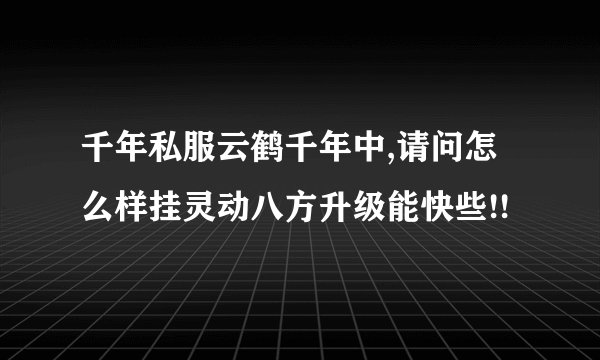 千年私服云鹤千年中,请问怎么样挂灵动八方升级能快些!!