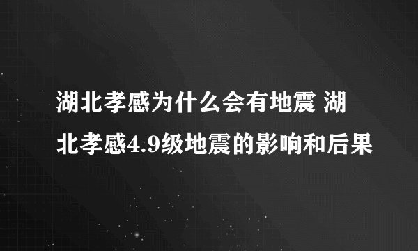 湖北孝感为什么会有地震 湖北孝感4.9级地震的影响和后果