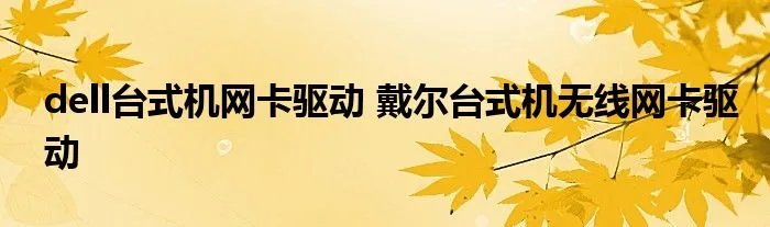 dell台式机网卡驱动 戴尔台式机无线网卡驱动