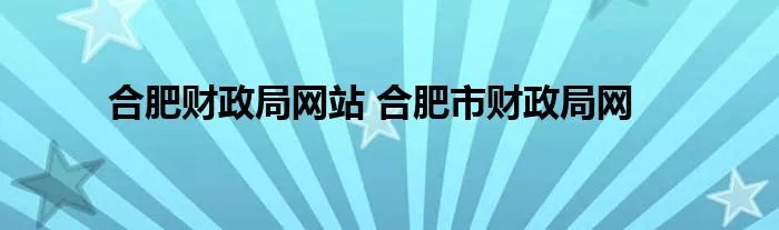 合肥财政局网站 合肥市财政局网