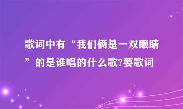 歌词中有“我们俩是一双眼睛”的是谁唱的什么歌?要歌词