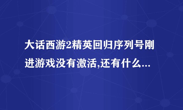 大话西游2精英回归序列号刚进游戏没有激活,还有什么办法可以激活?