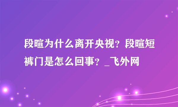 段暄为什么离开央视？段暄短裤门是怎么回事？_飞外网
