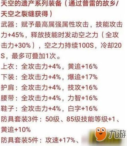 2018dnf韩服95版本史诗装备属性介绍