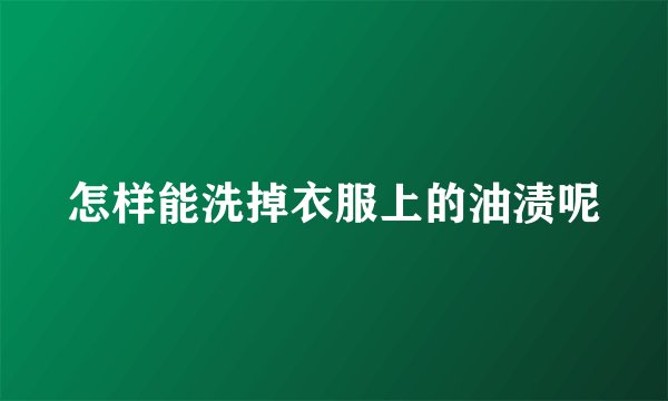 怎样能洗掉衣服上的油渍呢