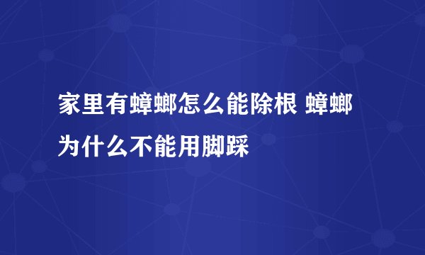家里有蟑螂怎么能除根 蟑螂为什么不能用脚踩