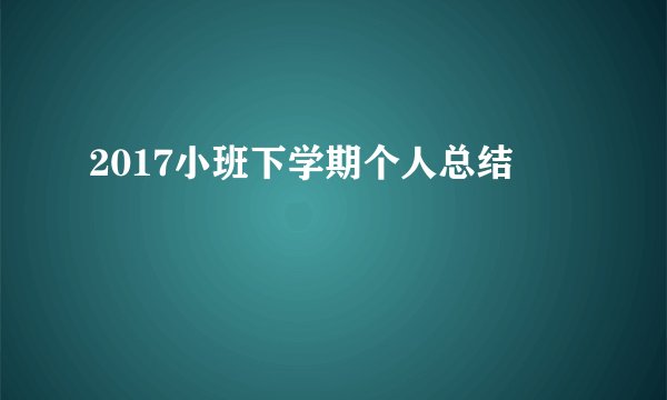 2017小班下学期个人总结