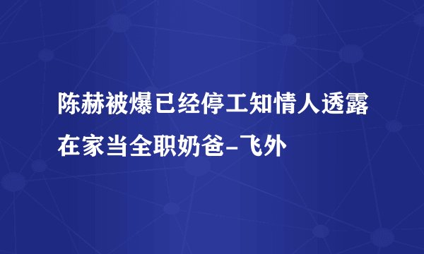 陈赫被爆已经停工知情人透露在家当全职奶爸-飞外