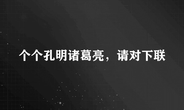 个个孔明诸葛亮，请对下联