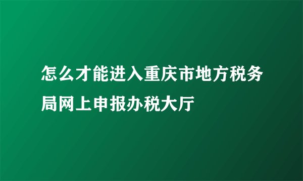 怎么才能进入重庆市地方税务局网上申报办税大厅