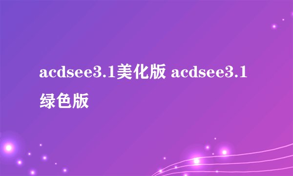 acdsee3.1美化版 acdsee3.1绿色版