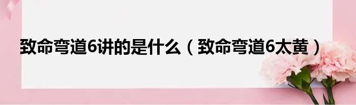 致命弯道6讲的是什么（致命弯道6太黄）