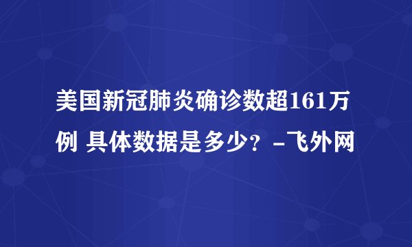 美国新冠肺炎确诊数超161万例 具体数据是多少？-飞外网