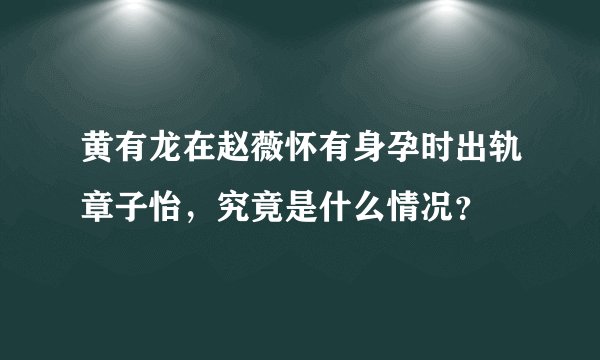 黄有龙在赵薇怀有身孕时出轨章子怡，究竟是什么情况？