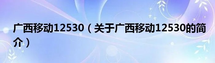 广西移动12530（关于广西移动12530的简介）
