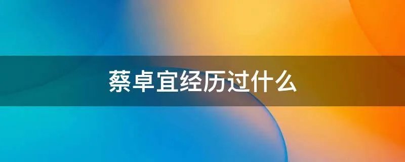 蔡卓宜经历过什么