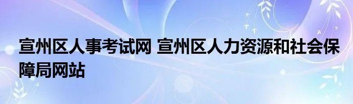 宣州区人事考试网 宣州区人力资源和社会保障局网站