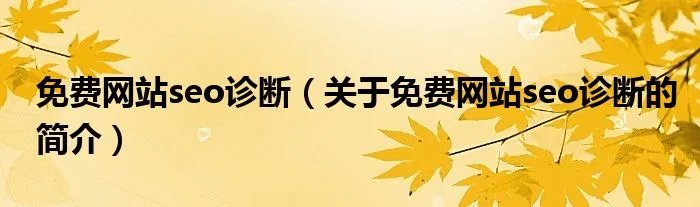 免费网站seo诊断（关于免费网站seo诊断的简介）