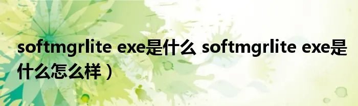 softmgrlite exe是什么 softmgrlite exe是什么怎么样）