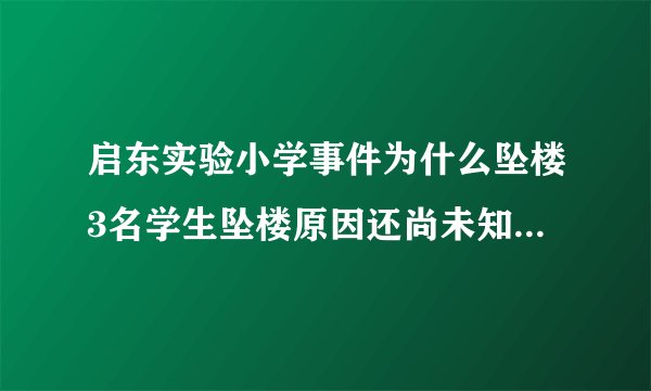 启东实验小学事件为什么坠楼3名学生坠楼原因还尚未知晓_飞外网