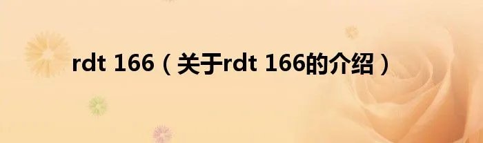 rdt 166（关于rdt 166的介绍）