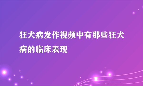 狂犬病发作视频中有那些狂犬病的临床表现