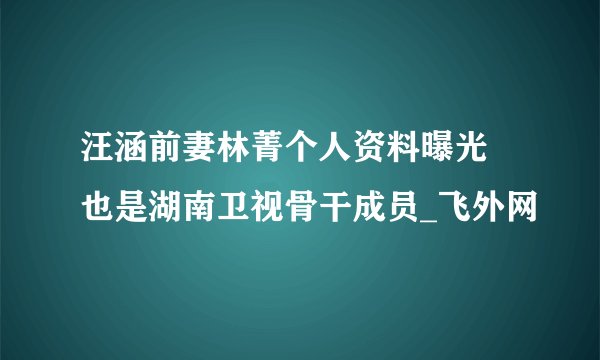 汪涵前妻林菁个人资料曝光 也是湖南卫视骨干成员_飞外网