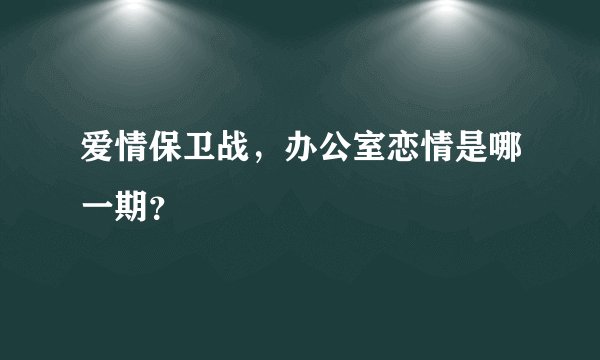 爱情保卫战，办公室恋情是哪一期？