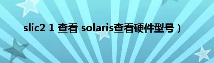 slic2 1 查看 solaris查看硬件型号）