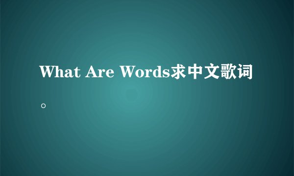 What Are Words求中文歌词。