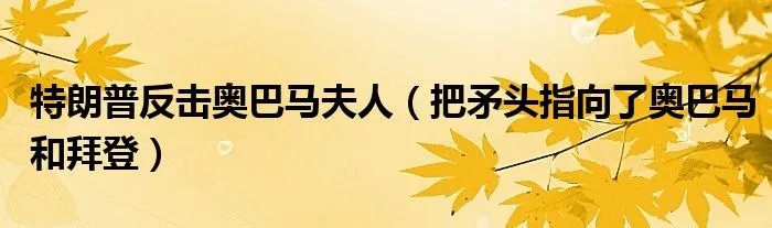 特朗普反击奥巴马夫人（把矛头指向了奥巴马和拜登）