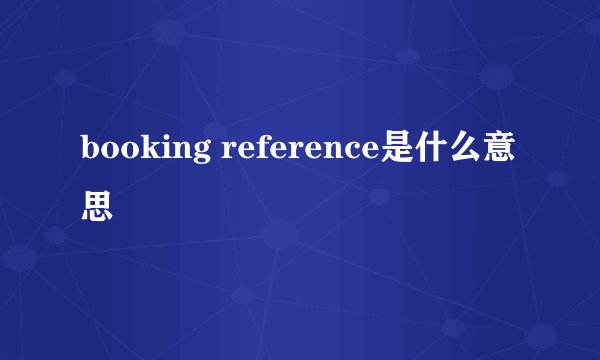 booking reference是什么意思