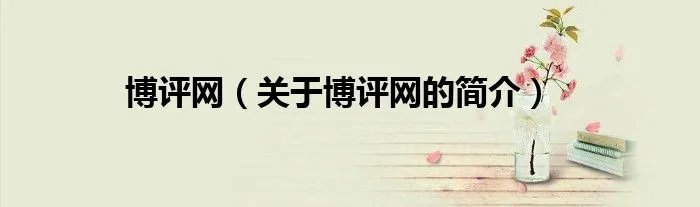 博评网（关于博评网的简介）