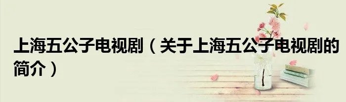 上海五公子电视剧（关于上海五公子电视剧的简介）