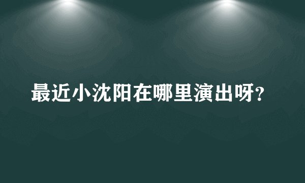 最近小沈阳在哪里演出呀？