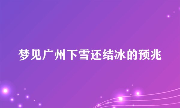 梦见广州下雪还结冰的预兆