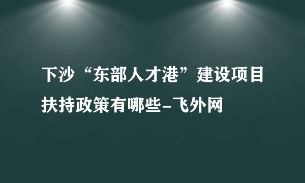 下沙“东部人才港”建设项目扶持政策有哪些-飞外网