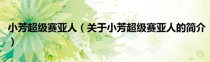 小芳超级赛亚人（关于小芳超级赛亚人的简介）
