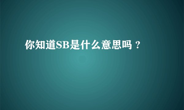 你知道SB是什么意思吗 ?