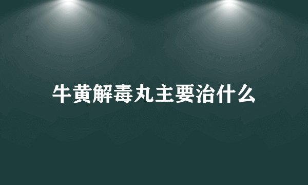 牛黄解毒丸主要治什么