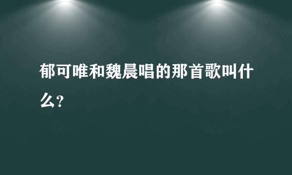 郁可唯和魏晨唱的那首歌叫什么？