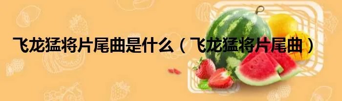 飞龙猛将片尾曲是什么（飞龙猛将片尾曲）