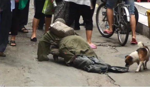 河南乞讨老汉拦车被撞了吗？