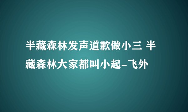 半藏森林发声道歉做小三 半藏森林大家都叫小起-飞外